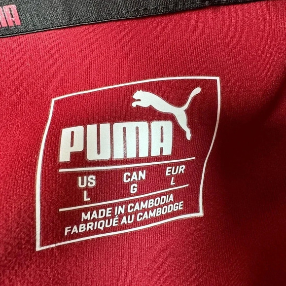 Puma Mens Long‎ Sleeve Red Quarter Zip Short Size Large - Picture 3 of 4